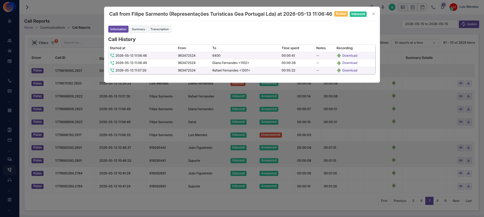 UCX360 Call Reports — telephony analytics and CDR