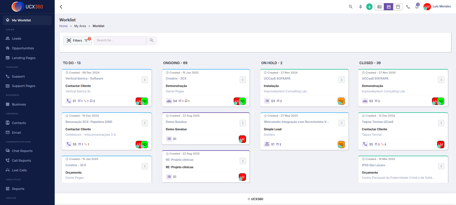 UCX360 Kanban View — visual task board